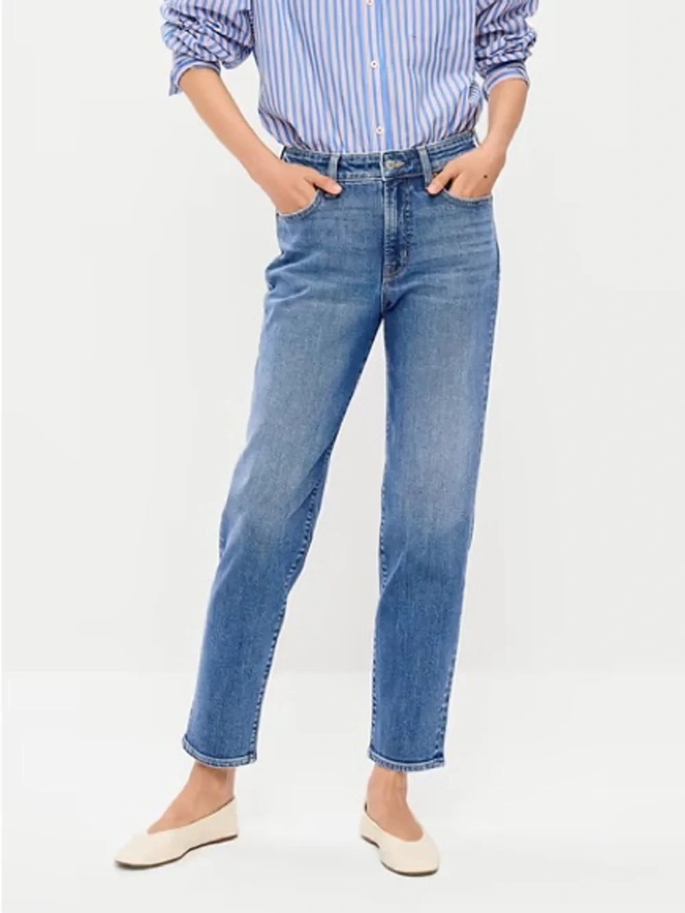 Old Navy OG Straight High Rise Jeans Women’s 14 Blue Denim Ankle Trendy Normcore